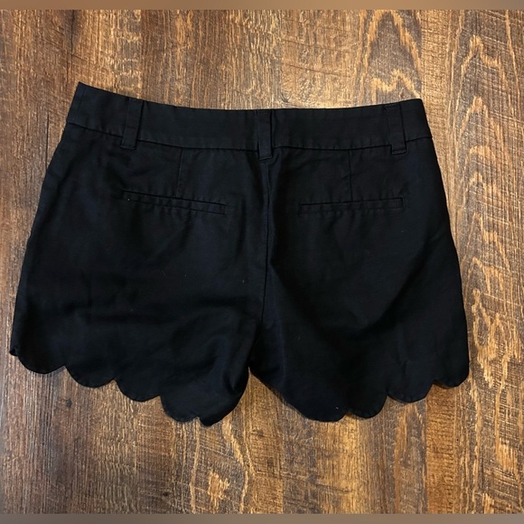 J. Crew Black Scalloped Hem Women's Shorts Size 0/29” Linen & Cotton - Picture 3 of 4